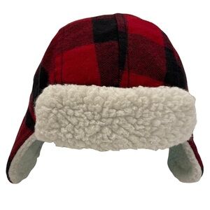 𝅺Tucker + Tate Trapper Hat Baby Toddler Boy Girl Buffalo Plaid Sherpa Lined EUC